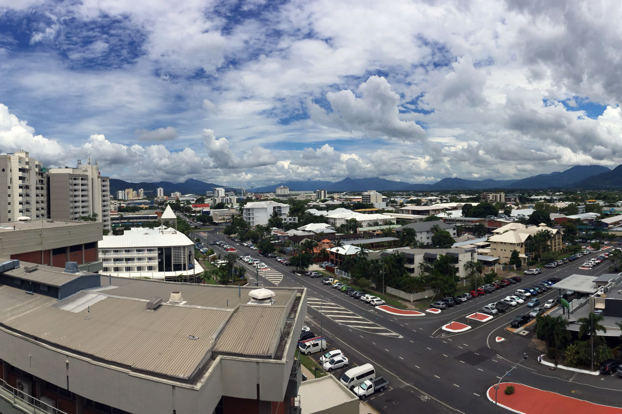 A view of the Cairns skyline from the top of B block.