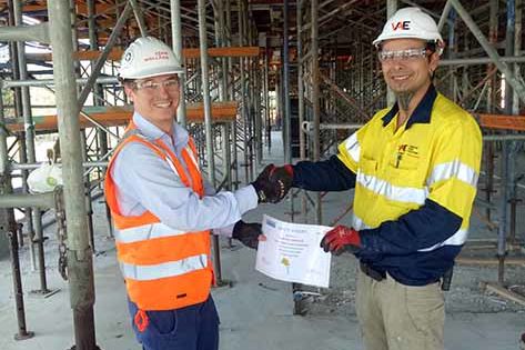 Nathan Merens receives John Holland Safety Award
